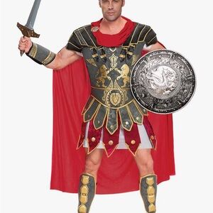Roman Gladiator Costume with Red Cape